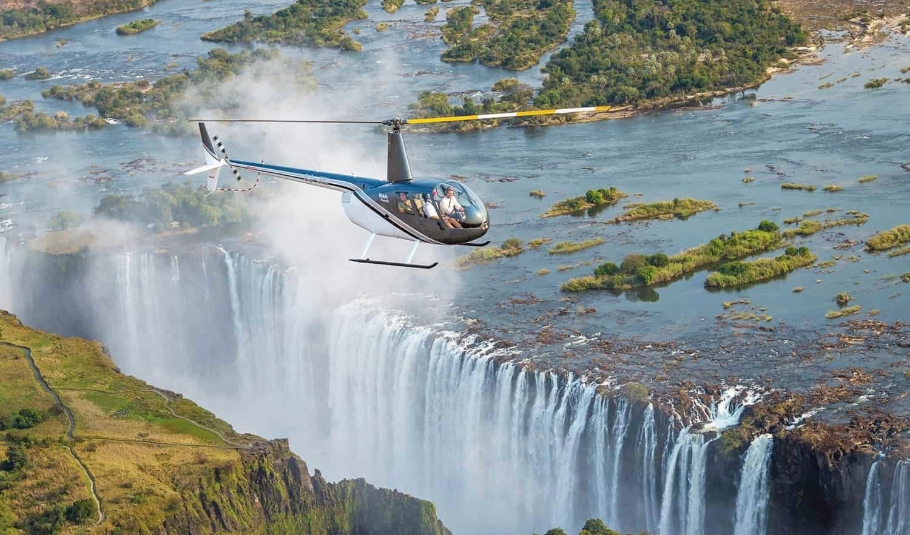 Helicopter Over Victoria Falls