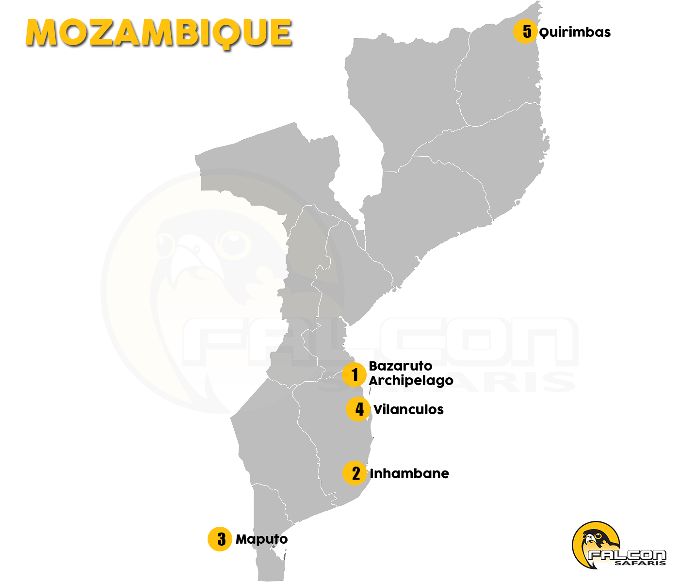 Mozambique Destinations Map